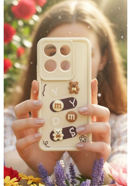 Redmi Note 13 Pro 5g/4g Uyumlu Kılıf Beyaz Renk Ayıcık Figürlü 3D Kamera Korumalı Darbe Emici Yumuşak Silikon Kapak