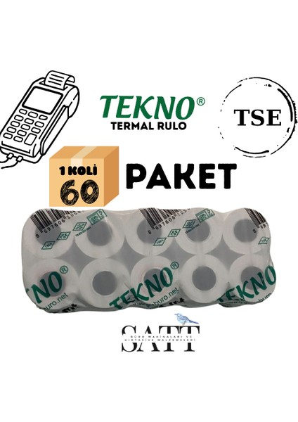 Yazarkasa Pos Rulosu 56 x 14 mm 60 Paket 600'LÜ Rulo