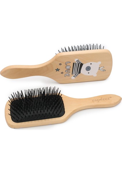 Ahşap, Topuzsuz ve Baskılı Özel Saç Açma Fırçası / JT8586/04