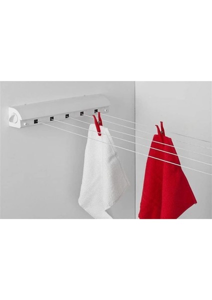 5 Ipli, 4.2 Metre Beyaz Çek As, Otomatik Çamaşır Askısı, Açılır Kapanır Çamaşır Kurutmalık