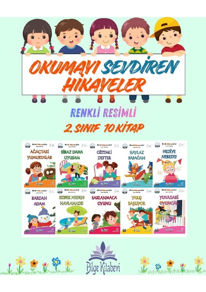 2. Sınıf Okumayı Sevdiren Renkli Resimli Hikayeler 23 - 10 Kitap