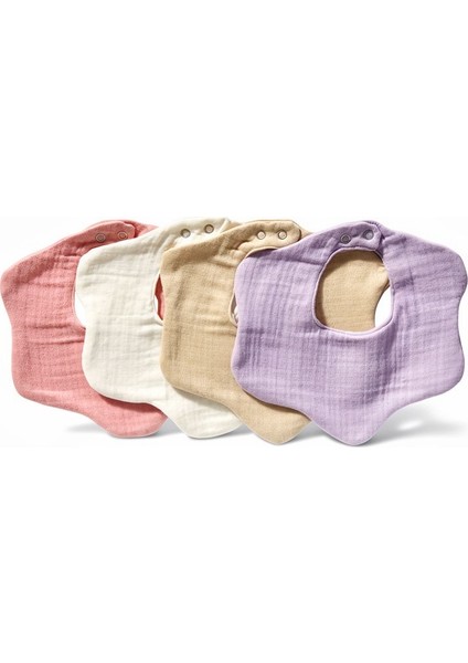 4'lü Organik Pamuk 8 Katlı Multi Müslin Çiçek Kız Bebek Salya ve Mama Önlük,yakalık (Model 2)