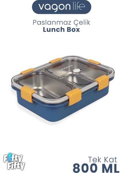 800 ml Tek Kat 2 Bölme Lunch Box Yeni Nesil Sefer TASI-FFLBOX50442