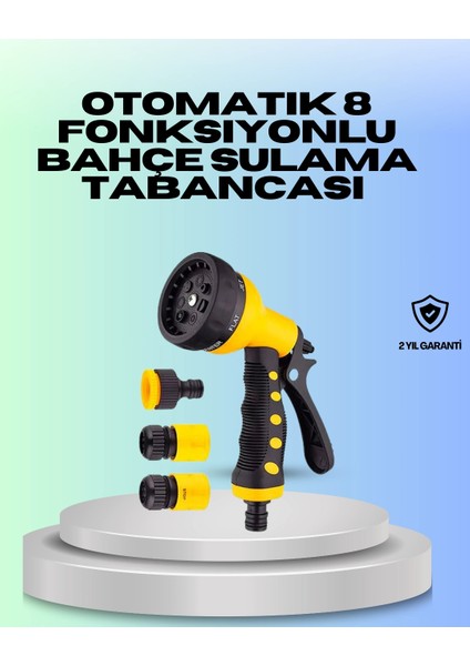 Ayarlanabilir Basınçlı 8 Modlu Bahçe Sulama Tabancası Hortum Aparatı
