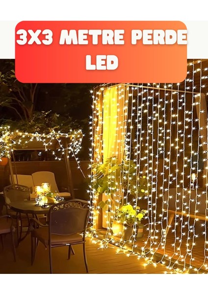 3x3 Metre Şelale LED Perde Işık Iç Dış Mekân Dekorasyonu