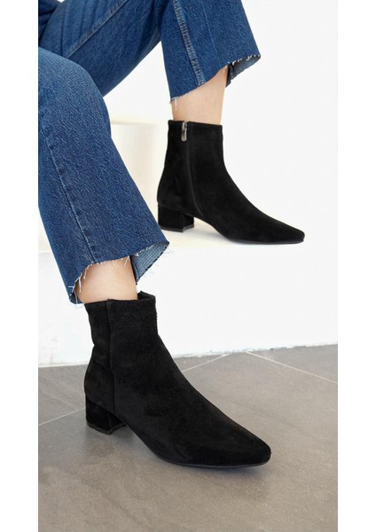 Tessa Alçak Ökçe Kahiki Deri Süet Kadın Bot Siyah fiyatları