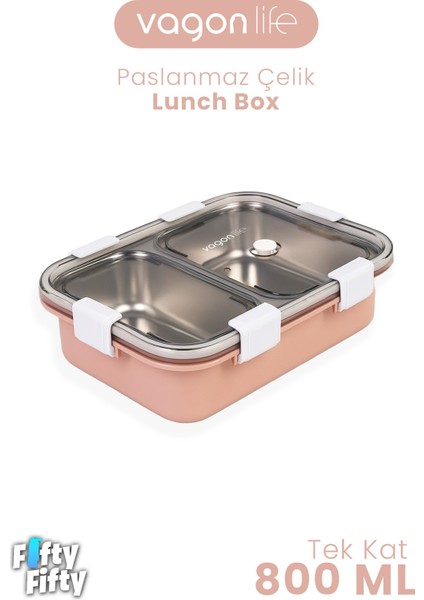 800 ml Tek Kat 2 Bölme Lunch Box Yeni Nesil Sefer TASI-FFLBOX50442