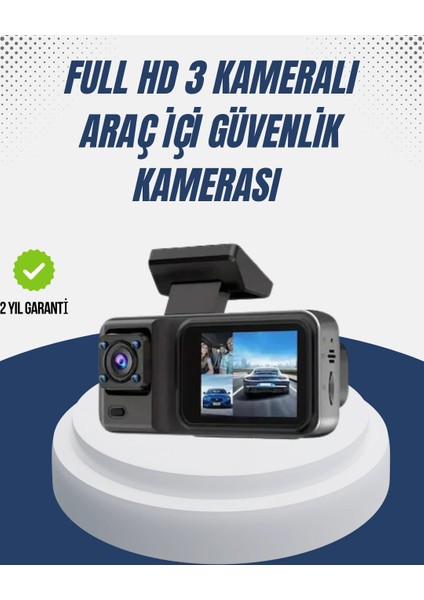 1080P Üç Kameralı Araç Kamerası Wi-Fi Destekli Park Modu ve G-Sensörlü
