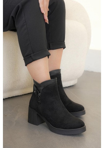 Valencia Yan Fermuar Detaylı Topuklu Kadın Bot Siyah modelleri