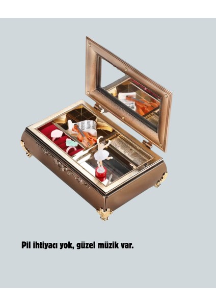 Piyano Şeklinde Balerinli Müzik Kutusu Takı Bölmeli Şık Model modelleri