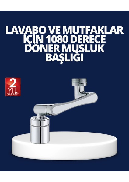 Esnek 1080° Musluk Başlığı 3 Eklemli Hareketli Su Modlu Lavabo Aparatı