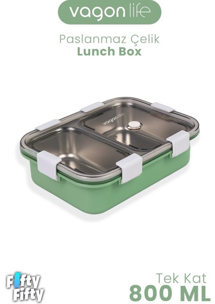 800 ml Tek Kat 2 Bölme Lunch Box Yeni Nesil Sefer TASI-FFLBOX50442