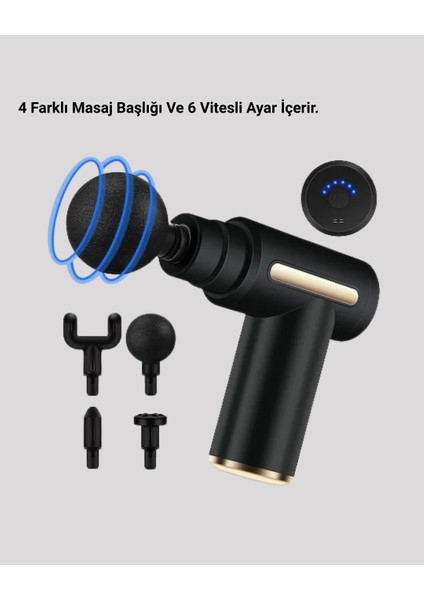 Derin Doku Masaj Tabancası 4 Başlık 6 Kademeli Sessiz Güç Şarjlı Kas Gevşetici fiyatları