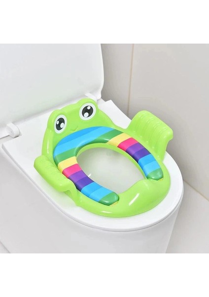 Kurbağa Model Çocuk-Bebek Yanlardan Tutmalı Yumuşak Süngerli Klozet Kapağı Adaptörü Yeşil