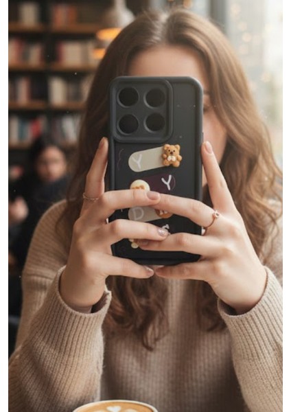 Redmi Note 13 Pro 5g/4g Uyumlu Kılıf Siyah Renk Ayıcık Figürlü 3D Kamera Korumalı Darbe Emici Yumuşak Silikon Kapak modelleri