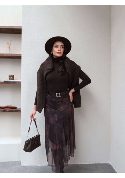 Kemerli Asimetrik Tül Etek modelleri