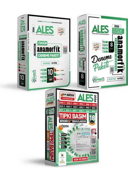 2026 ALES ÖSYM Çıkmış Soru 18li Tıpkı Basım ve 18li (10+8) Anamorfik Özgün Deneme Paketi TG Çözümlü