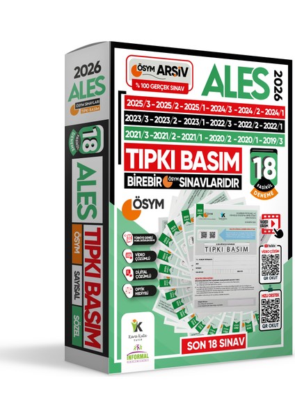 2026 ALES ÖSYM Çıkmış Soru 18li Tıpkı Basım ve 18li (10+8) Anamorfik Özgün Deneme Paketi TG Çözümlü fiyatları