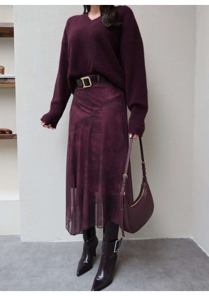 Kemerli Asimetrik Tül Etek