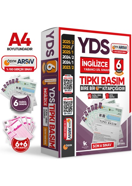 2026 YDS İngilizce ÖSYM Tıpkı Basım Çıkmış Soru 6lı Deneme Paketi Video/PDF Çözümlü Türkiye Geneli