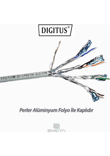 Cat7 - 35 Metre Saf Bakır S/ftp Pımf (Pairs In Metal Foil) Data İnternet Kablosu Gri fiyatları