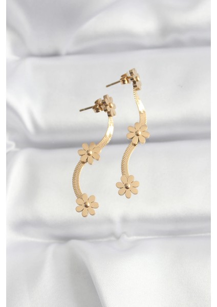 Bfs 316L Çelik Gold Renk Italyan Zincir Papatya Küpe fiyatları