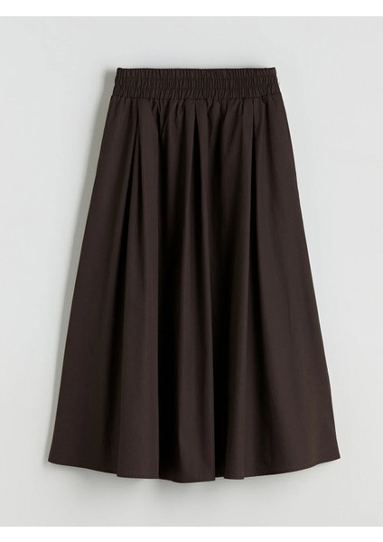 Xsıde Kahverengi Beli Lastikli Poplin Kloş Etek fırsatları