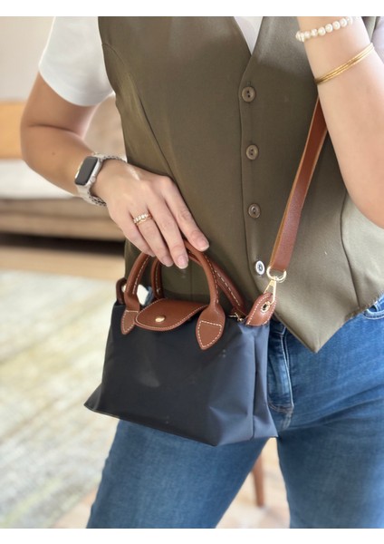 Siyah Paraşüt Kahve Saplı El ve Omuz Çantası fiyatları