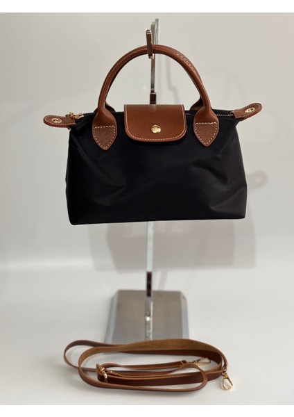 Siyah Paraşüt Kahve Saplı El ve Omuz Çantası modelleri