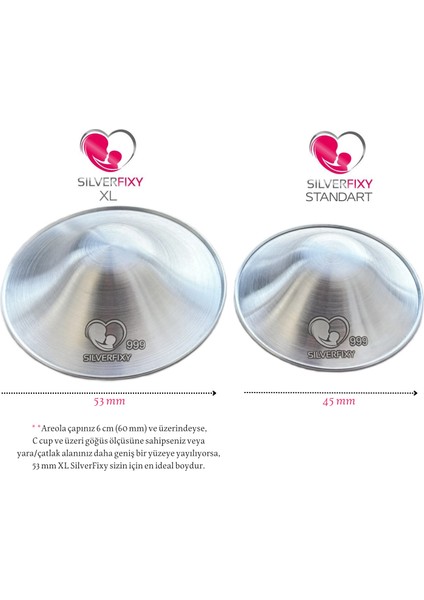 XL Gümüş Kapak 999 Ayar El Işçiliği – Göğüs Ucu Koruyucu- Yara Kalkanı fiyatları