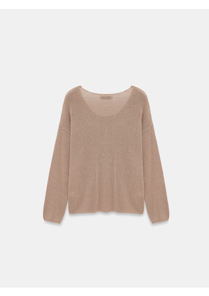 10706 Oval Yaka Dökümlü Kazak-Koyu Vizon