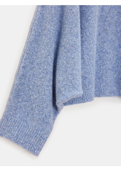 10817 Yün Karışımlı Yarasa Kol Triko Kazak-Indigo M.