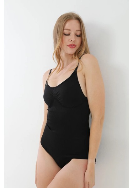 Askılı - Doğum Sonrası - Toparlayıcı - Iki Beden Inceltici Sıkılaştırıcı Çıtçıtlı Body Zıbın Korse Seamless Bodyshapewear