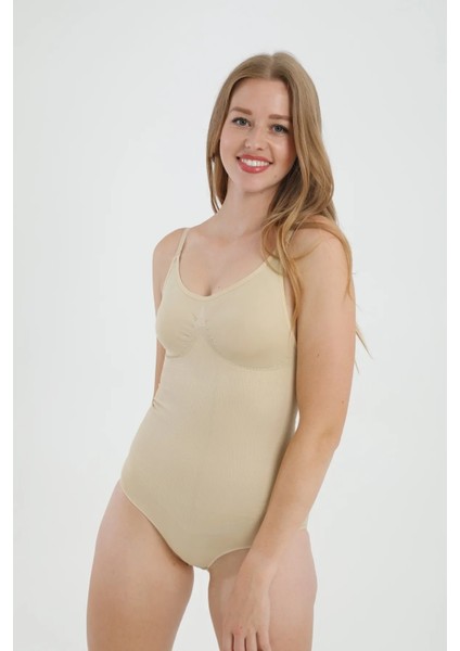 Askılı - Doğum Sonrası - Toparlayıcı - Iki Beden Inceltici Sıkılaştırıcı Çıtçıtlı Body Zıbın Korse Seamless Bodyshapewear