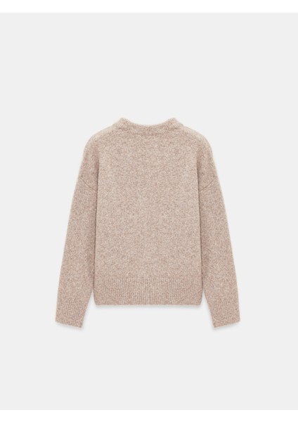 10837 Yün Karışımlı Kalpli Kazak-Vizon M.