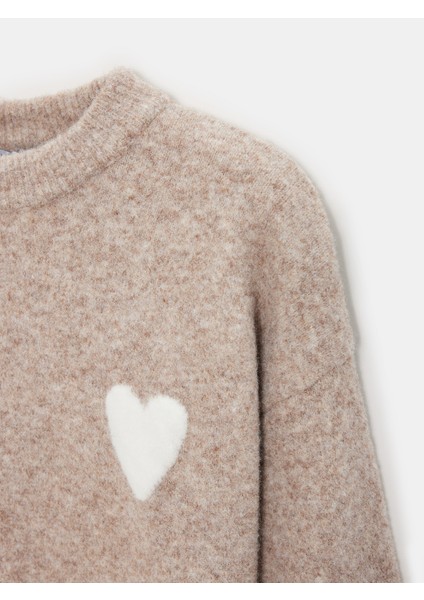 10837 Yün Karışımlı Kalpli Kazak-Vizon M.