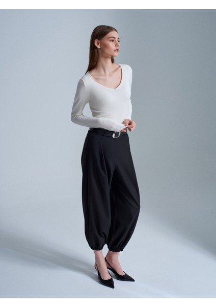 10842 V Yaka Kaşmir Karışımlı Triko Kazak-Ekru indirimleri