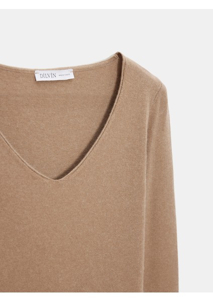 10842 V Yaka Kaşmir Karışımlı Kazak-K.vizon M.