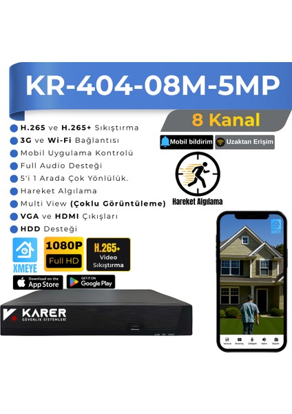 Exitcam-5'li Ahd Güvenlik Kamera Seti-Gece Renkli-6 Warmled'li- Su Geçirmez-2 Mp- Full Hd fiyatları
