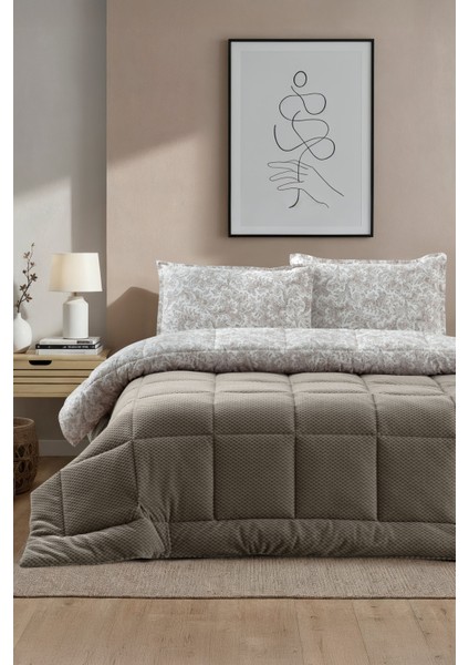 Cloudiva Uyku Seti Bambu | Wellsoft Çift Taraflı Yorgan - Yastık Kılıfı - Lastikli Çarşaf