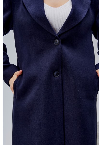 Rosalia Lacivert Regular Fit Kruvaze Kaşe Kaban indirimleri