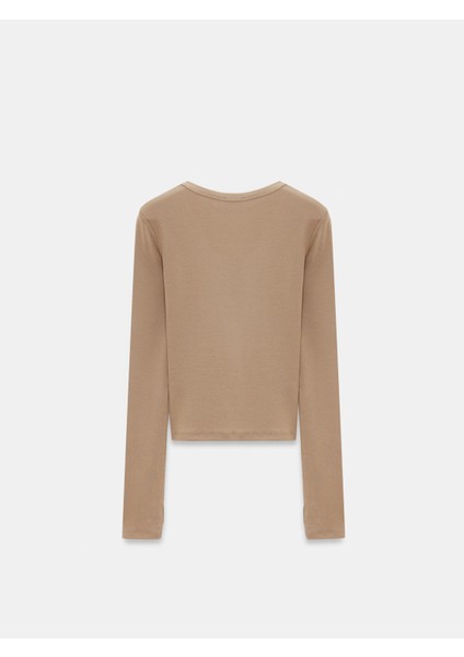 32319 Modal Karışımlı Uzun Kollu Top-Vizon