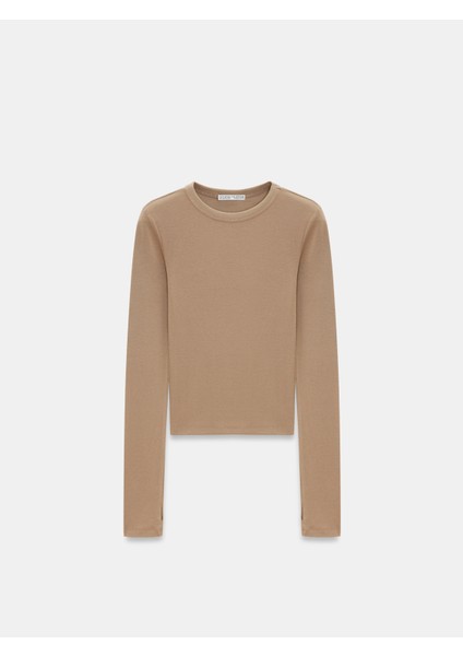 32319 Modal Karışımlı Uzun Kollu Top-Vizon