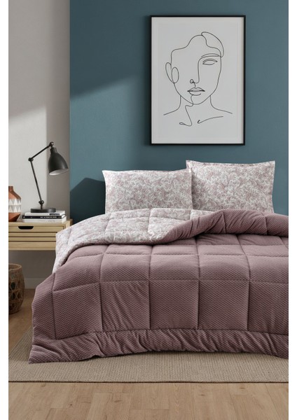 Cloudiva Uyku Seti Bambu | Wellsoft Çift Taraflı Yorgan - Yastık Kılıfı - Lastikli Çarşaf