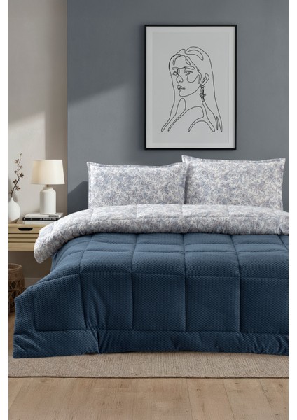 Cloudiva Uyku Seti Bambu | Wellsoft Çift Taraflı Yorgan - Yastık Kılıfı - Lastikli Çarşaf