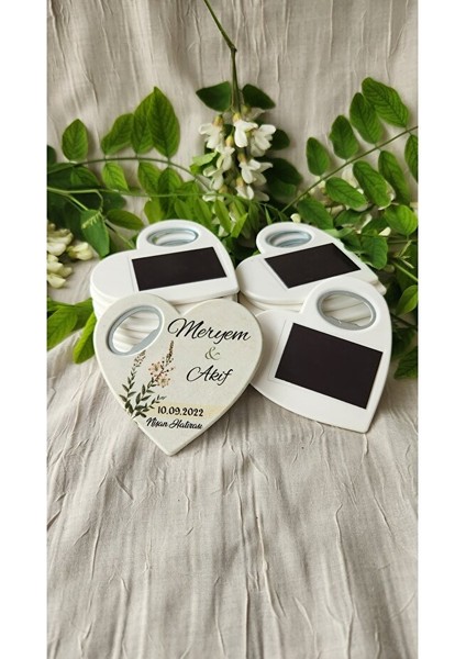 10 Adet Açacaklı Magnet Nişan Söz Kına Düğün Nikah Hatırası Misafirler Için Hediyelik Kalp Şeklinde.