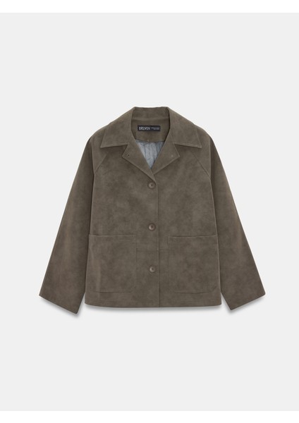 60777 Cepli Süet Ceket-Haki