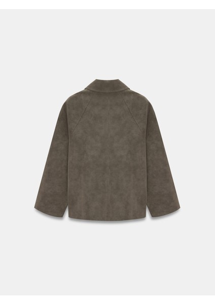 60777 Cepli Süet Ceket-Haki