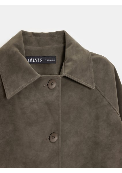 60777 Cepli Süet Ceket-Haki