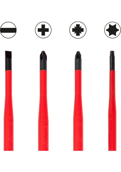 1000V İzoleli Elektro Slim Tornavida Seti (14 Parça) 14000 005342 fırsatları